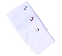 Hell Blues Fazzoletto da uomo con monogramma ricamato con iniziali, confezione da 3 pezzi, 100% cotone, misura king size, colore bianco, idea regalo, J, 18inch X 18inch