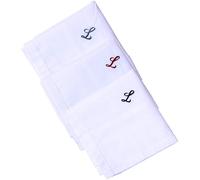 Hell Blues Fazzoletto da uomo con monogramma ricamato con iniziali, confezione da 3 pezzi, 100% cotone, misura king size, colore bianco, idea regalo, L, 18inch X 18inch