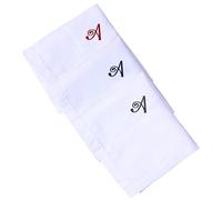 Hell Blues Fazzoletto da uomo con monogramma ricamato con iniziali, confezione da 3 pezzi, 100% cotone, misura king size, colore bianco, idea regalo, A, 18inch X 18inch