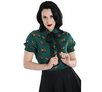 Hell Bunny Camicetta Vixey Volpe Retro Vintage - Verde (2XL)