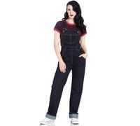 Hell Bunny Elly Maggio 40s 50s Navy Blu Denim Salopette