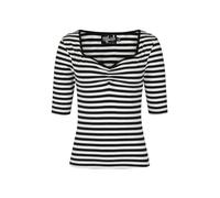 Hell Bunny Warlock Top Donna Maglia Maniche Lunghe Nero/Bianco S 95% Cotone, 5% elasthane Regular