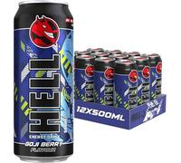HELL Energy Drink | +20% More Caffeine | Vitamins B2, B3, B6, B12, C & D | No Preservatives | Environmentally Friendly Packaging | 12 x 500 ml | Compatible with HELL Energy