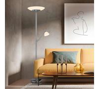 Hell Findus Lampada da terra LED, nichel - con lampada da lettura