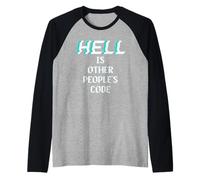 Hell is Other People Code Funny Coding Programmatore di Computer Maglia con Maniche Raglan