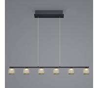 HELL Lampada a sospensione Loft LED con vetro fumé, 6 luci HELL