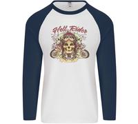 Hell Riders Moto Ciclista Uomo L/S Maglietta Baseball
