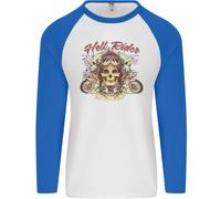 Hell Riders Moto Ciclista Uomo L/S Maglietta Baseball