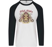 Hell Riders Moto Ciclista Uomo L/S Maglietta Baseball