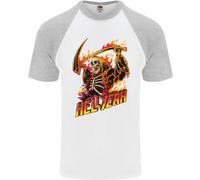 Hell Yeah Grim Reaper Skull Heavy Metal Maglietta A Maniche Corte Da Baseball