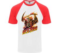 Hell Yeah Grim Reaper Skull Heavy Metal Maglietta A Maniche Corte Da Baseball