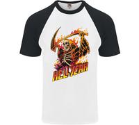 Hell Yeah Grim Reaper Skull Heavy Metal Maglietta A Maniche Corte Da Baseball