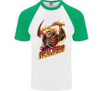 Hell Yeah Grim Reaper Skull Heavy Metal Maglietta A Maniche Corte Da Baseball