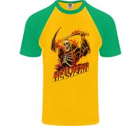 Hell Yeah Grim Reaper Skull Heavy Metal Maglietta A Maniche Corte Da Baseball