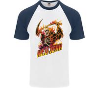 Hell Yeah Grim Reaper Skull Heavy Metal Maglietta A Maniche Corte Da Baseball