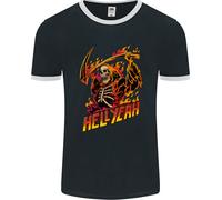 Hell Yeah Grim Reaper Skull Heavy Metal Uomo Ringer T-Shirt FotL