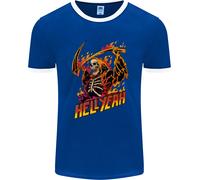 Hell Yeah Grim Reaper Skull Heavy Metal Uomo Ringer T-Shirt FotL
