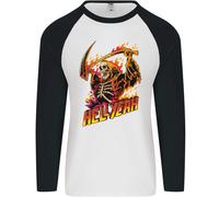 Hell Yeah Grim Reaper Teschio Heavy Metal Uomo L/S Baseball T-Shirt