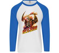 Hell Yeah Grim Reaper Teschio Heavy Metal Uomo L/S Baseball T-Shirt