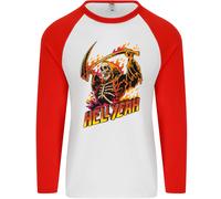Hell Yeah Grim Reaper Teschio Heavy Metal Uomo L/S Baseball T-Shirt