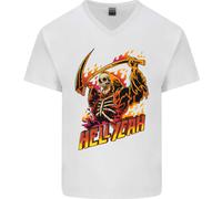 Hell Yeah Grim Reaper Teschio Heavy Metal Uomo Scollo A V Cotone T-Shirt
