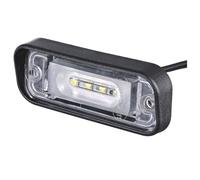Hella 2KA 010 278-441 Luce targa - LED - 12 V - Attacco a vite - CCC/ADR/GGVS - Colore del disco: trasparente - Cavo: 120 mm - Connettore: spina tedesca - superiore/esterno - Quantità: 1