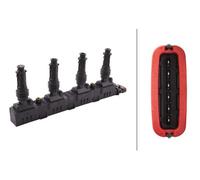 HELLA 5DA 358 000-201 Bobina d'accensione - 12V - 6a... poli - con cappuccio candela accensione - avvitato