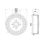 HELLA 8DT 355 303-451 Tamburo freno