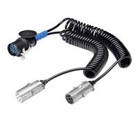 HELLA Cavo adattatore, Presa rimorchio - 24V - da a 15 poli ad a 2X7 poli - Lunghezza: 450mm - PU (Poliuretano) - nero/argento - DIN/ ISO: 12098 N-Typ/1185 N-Typ/3731 S-Typ - 8JA 005 952-041