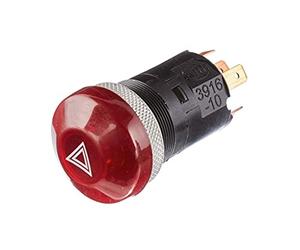 HELLA Interruttore, Lampeggiatore d'emergenza - Comando pressione - 24V - Montaggio, interno - Alogeno - Illuminazione interruttore: rosso - con lampadina - 6HF 003 916-107