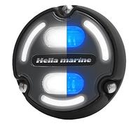 HELLA Marine 016147-001 - Luce subacquea Apelo A2, 3000 lm, colore: Blu Bianco - Custodia nera - Lente carbone con luce bordo
