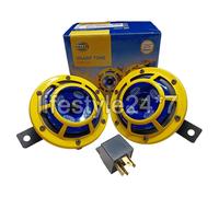 HELLA Yellow Panther Sharp Tone Twin Horns 118 dB 12 V per auto e moto