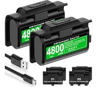 HELLCOOL Batteria per Xbox Controller,2x4800mWh Batteria Ricaricabile per Xbox con Indicatore LED/4 Copribatterie/Tipo-C,Kit Gioca e Carica per Xbox One/S/X/Elite,Xbox Series S/X Controller