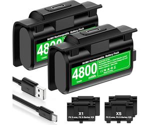 HELLCOOL Batteria per Xbox Controller,2x4800mWh Batteria Ricaricabile per Xbox con Indicatore LED/4 Copribatterie/Tipo-C,Kit Gioca e Carica per Xbox One/S/X/Elite,Xbox Series S/X Controller
