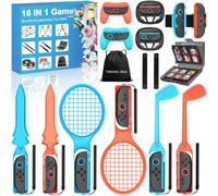 HELLCOOL Switch 2 accessori sportivi 16 in 1 per Switch 2025 Joy Con con custodia per carte, borsa portaoggetti, volanti per Mario Kart 8 Deluxe, pacchetto sportivo Switch 2 per giochi di divertimento