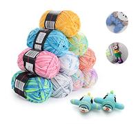 HellDoler Gomitolo di Lana Filato Acrilica,10 Pezzi 50g Filato all'Uncinetto Multicolore Acrilico Cotone Lana gomitolo Filato per Maglieria Set di Filati per Maglieria a Mano, 200 m per Rotolo