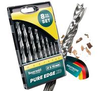 Heller Bayerwald Tools Pure Edge XC, set da 8 pezzi, 3 - 10 mm - Xtra Clean con punta di centraggio Brad Point - fori precisi e privi di schegge in legno morbido/duro e materiali a pannello, DIN 7487