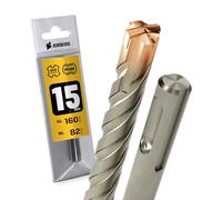 Heller - Punta per trapano a percussione SDS Plus, 4 pezzi, diametro 15,0 mm x 82 mm, AMBOSS Tools SDS Crusher 4 - HM per calcestruzzo in metallo duro professionale 15,0 mm x 82 - Punta per pietra,