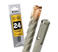 Heller - Punta per trapano a percussione SDS Plus, 4 pezzi, diametro 24,0 mm x 180 mm, AMBOSS Tools SDS Crusher 4 - HM per calcestruzzo in metallo duro professionale per trapano 24,0 mm x 180 - Punta