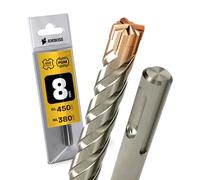 Heller - Punta per trapano a percussione SDS Plus, 4 pezzi, diametro 8,0 mm x 380 mm, AMBOSS Tools SDS Crusher 4 - HM per calcestruzzo in metallo duro per trapano professionale 8,0 mm x 380 - Punta