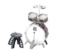 Hellery 3 Pezzi Bambini Batteria Jazz Strumento Percussione Giocattolo Educativo Tamburi con Sgabello Materiale PVC Adatto per Regalo Festa Concerto Bambini, 3 in 1