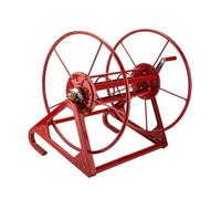 Hellery Avvolgitubo Agricolo Carrello Avvolgitubo Bobina Supporto Manuale con Ruote Circolari Base Triangolare Antiribaltamento Adatto per Attrezzatura Agricola Cortile Orto, Rosso, 300 Metri