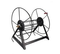 Hellery Avvolgitubo Agricolo Carrello Avvolgitubo Bobina Supporto Manuale con Ruote Circolari Base Triangolare Antiribaltamento Adatto per Attrezzatura Agricola Cortile Orto, Nero, 200 Metri