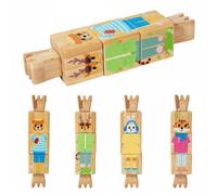 Hellery Blocco Animali in Legno per Bambini Supporta Curiosità E creatività Aiuta Coordinamento Apprendimento Colori E Animali Adatto per Asilo Viaggio, Stile 3