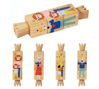 Hellery Blocco Animali in Legno per Bambini Supporta Curiosità E creatività Aiuta Coordinamento Apprendimento Colori E Animali Adatto per Asilo Viaggio, Stile 2