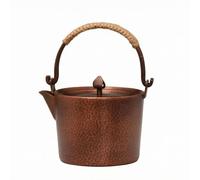 Hellery Bollitore in Rame Bollitore Teiera Caraffa Pentola Struttura Monomanico Coperchio con Pomello Presa Sicura Superficie per Bollire Acqua E Servire, Rame Invecchiato, 1 Litro