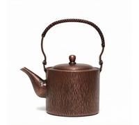 Hellery Bollitore in Rame Martellato Teiera Brocca Caraffa per Acqua con Beccuccio Direzionato E Pomolo Rotondo Artigianale per Preparazioni Quotidiane Del Tè, Rame, Effetto Invecchiato, 1100cc