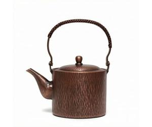 Hellery Bollitore in Rame Martellato Teiera Brocca Caraffa per Acqua con Beccuccio Direzionato E Pomolo Rotondo Artigianale per Preparazioni Quotidiane Del Tè, Rame, Effetto Invecchiato, 1100cc