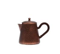 Hellery Bollitore in Rame Teiera Kettle Caraffa Vaso da Tè Fatto a Mano con Coperchio Martellato E Beccuccio Corto Angolato Presa Comoda con Corda Scura, Teiera In Rame Martellato Effetto Invecchiato