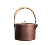 Hellery Bollitore in Rame Teiera Pentola Acqua Caraffa Bevande Brocca Corpo a Secchiello con Coperchio Ben Aderente Distribuzione Del Calore per Acqua E Tè, 1200 Ml, Puro Rame Viola Fatto A Mano